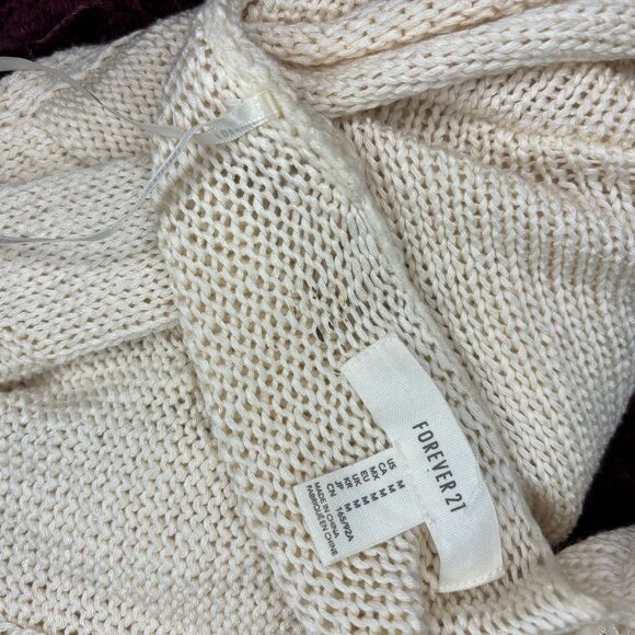 Forever 21 Fringe Poncho Cardigan 🍨 Cream, Size M - Picture 11 of 11